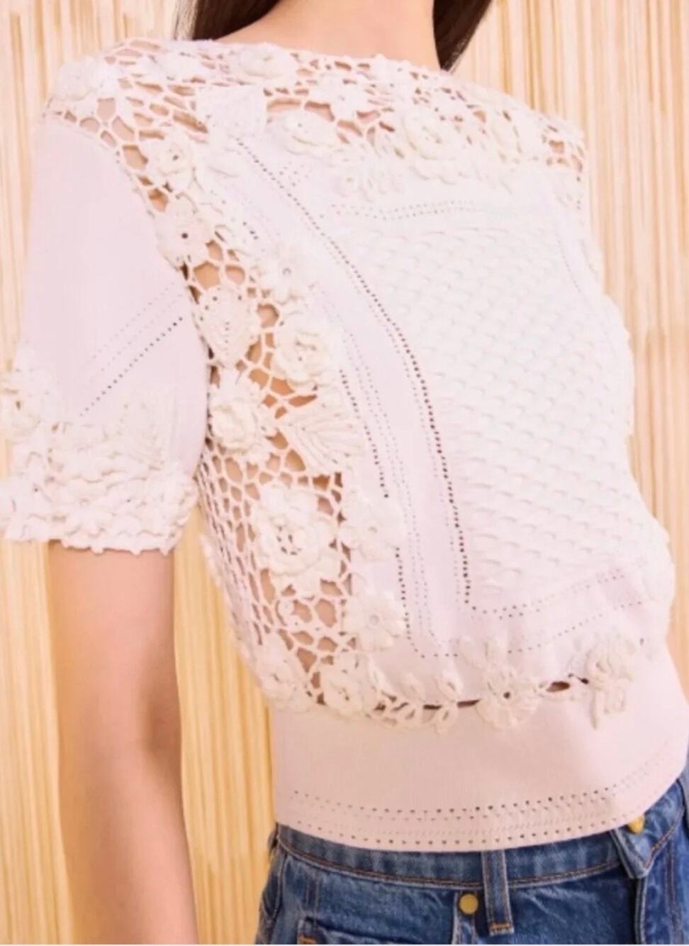 Ulla Johnson Floral Crochet Knit Top S